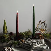 Classic Christmas Beeswax Taper Candle Bundle - Red & Moss Green - BIG FRENCHIES