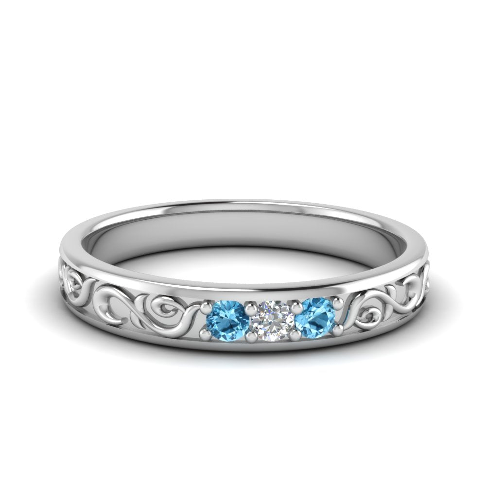 Classic Mens 3 Stone Wedding Band