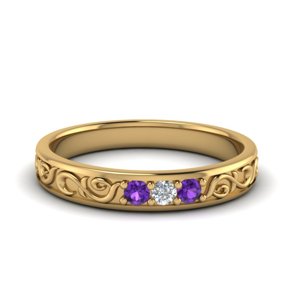 Classic Mens 3 Stone Wedding Band