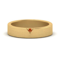 Classic V Shaped Solitaire Stone Mens Band