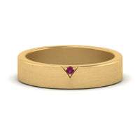 Classic V Shaped Solitaire Stone Mens Band