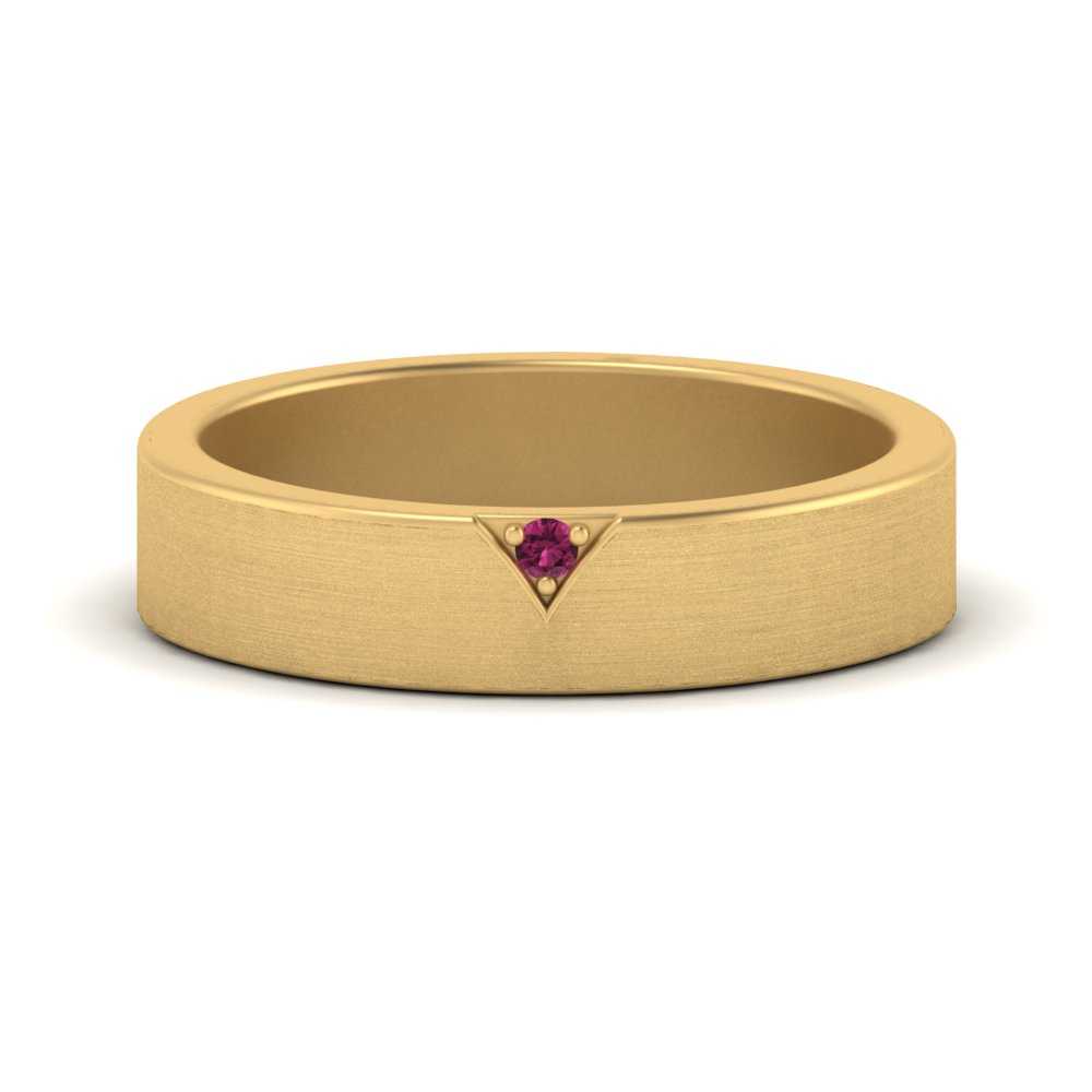 Classic V Shaped Solitaire Stone Mens Band