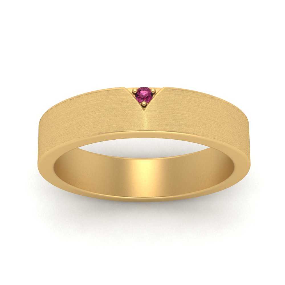 Classic V Shaped Solitaire Stone Mens Band