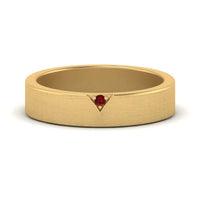 Classic V Shaped Solitaire Stone Mens Band