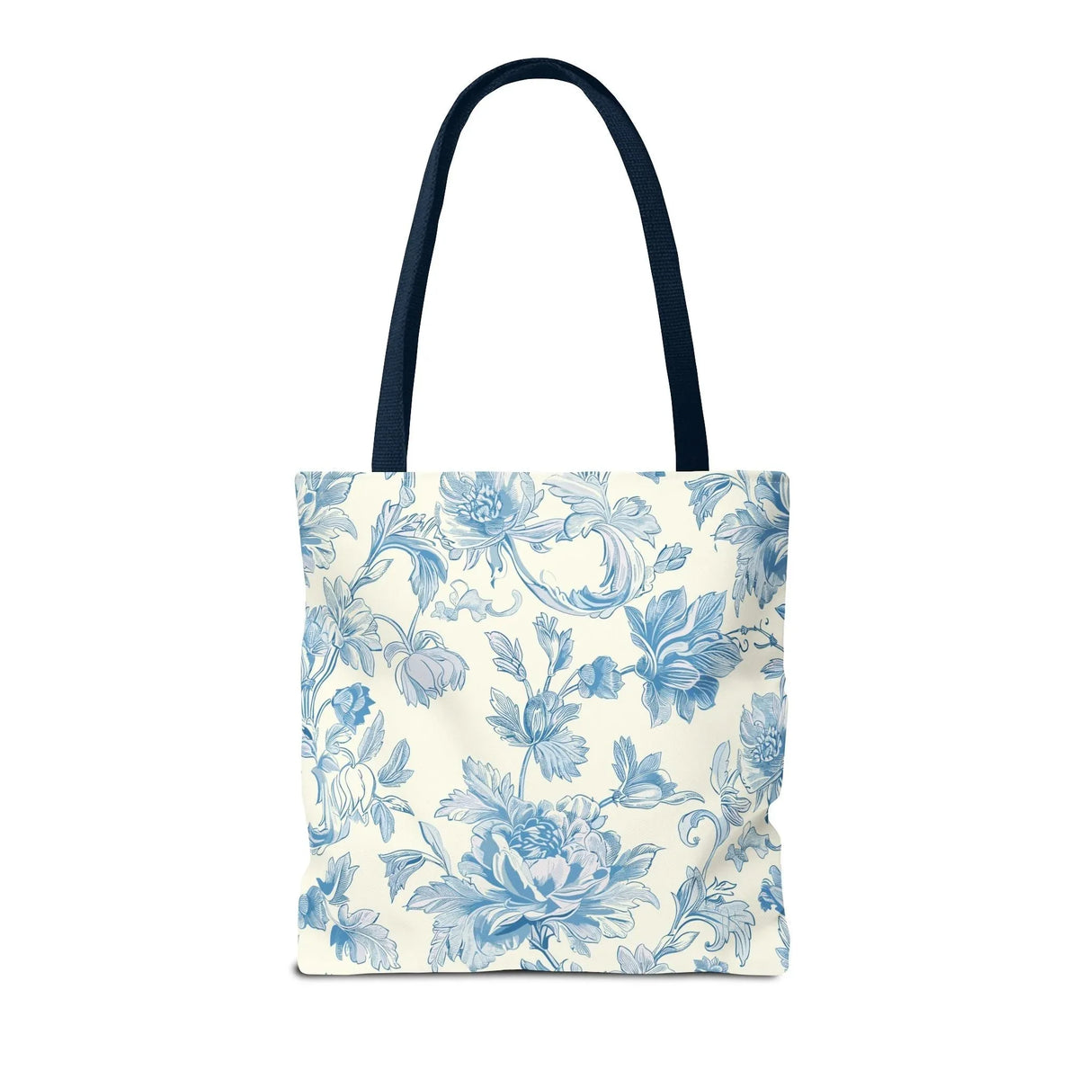 Claude Monet Water Lily Tote Bag with Letter, Colorful Initial Tote Bag with Gingham and Vintage Aesthetic Toile: M - BIG FRENCHIES