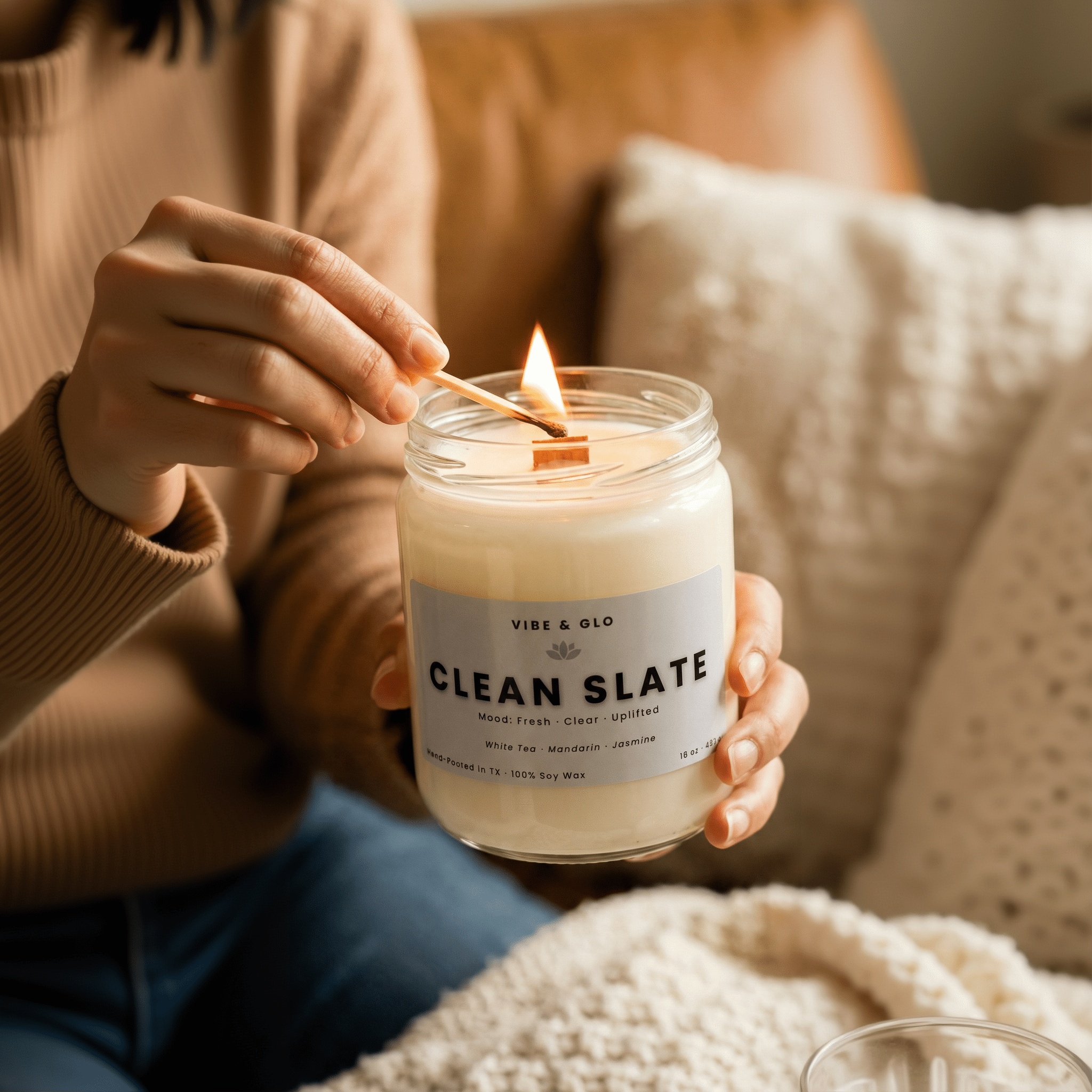 Clean Slate – White Tea & Jasmine Soy Candle - BIG FRENCHIES