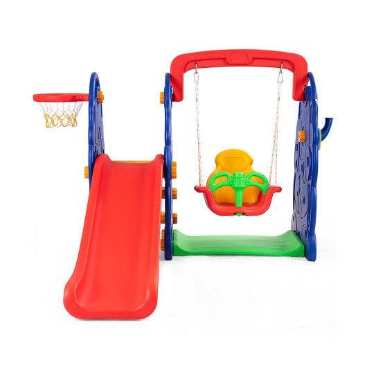 3-in-1 Junior Children Freestanding Design Climber Slide Swing Seat Basketball Hoop - BIG FRENCHIES