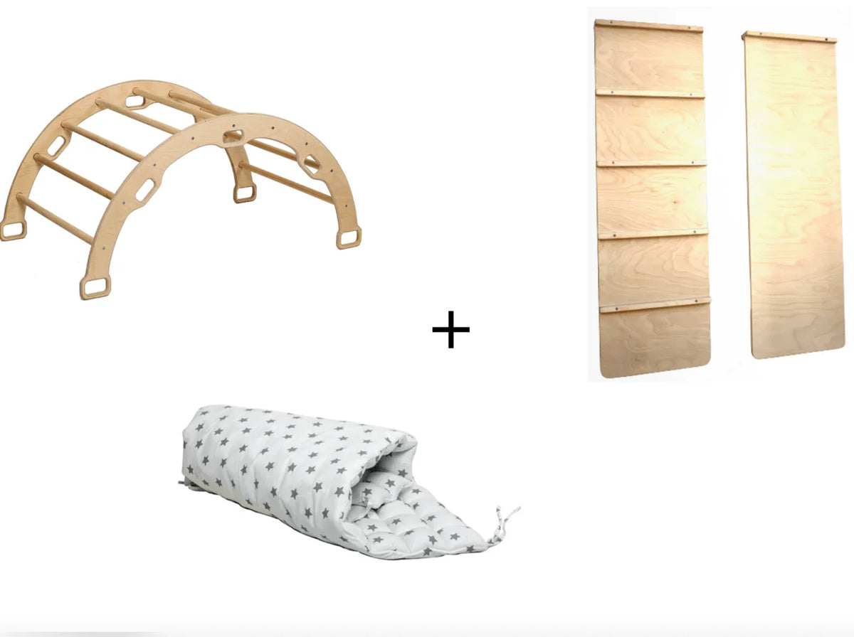 Climbing Arch with Ladder Ramp and Star Pillow Set | Wooden Climber Set - BIG FRENCHIES