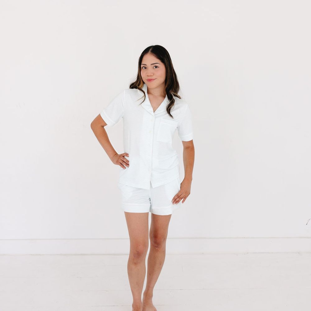 Cloud Stripe Short Sleeve & Shorts Bamboo Women's Pajama Set