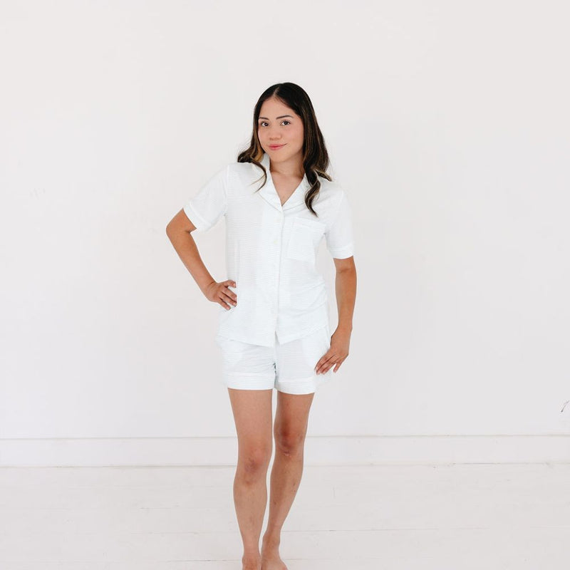 Cloud Stripe Short Sleeve & Shorts Bamboo Women's Pajama Set - BIG FRENCHIES