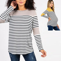 Women's Maternity Striped Long Sleeve T-Shirt for Nursing - BAGE211510103-NURSG - BIG FRENCHIES