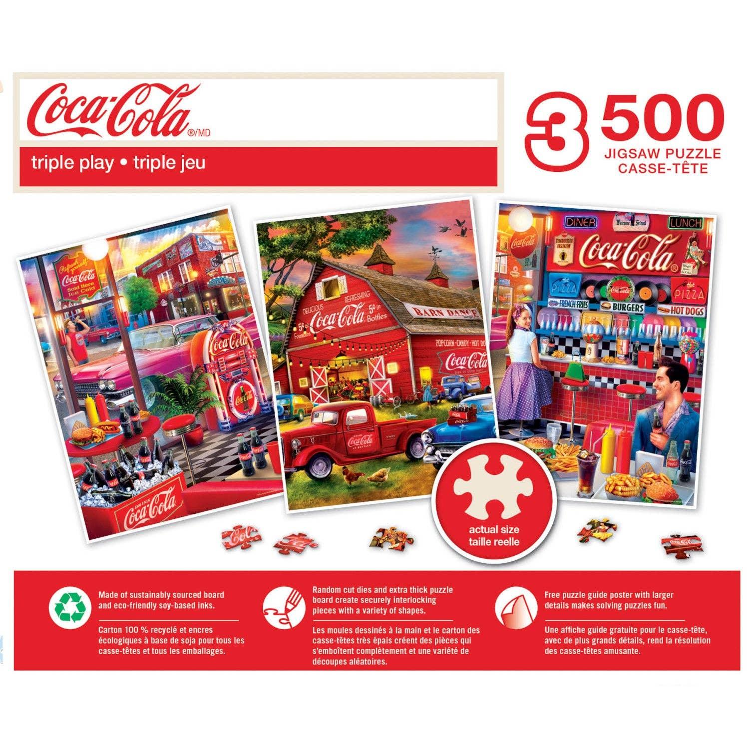 Coca-Cola - 500 Piece Jigsaw Puzzles 3 Pack by Masterpieces Puzzles - BIG FRENCHIES