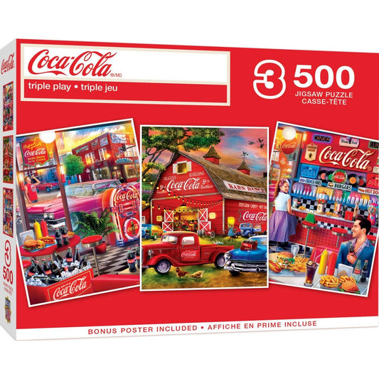 Coca-Cola - 500 Piece Jigsaw Puzzles 3 Pack by Masterpieces Puzzles - BIG FRENCHIES