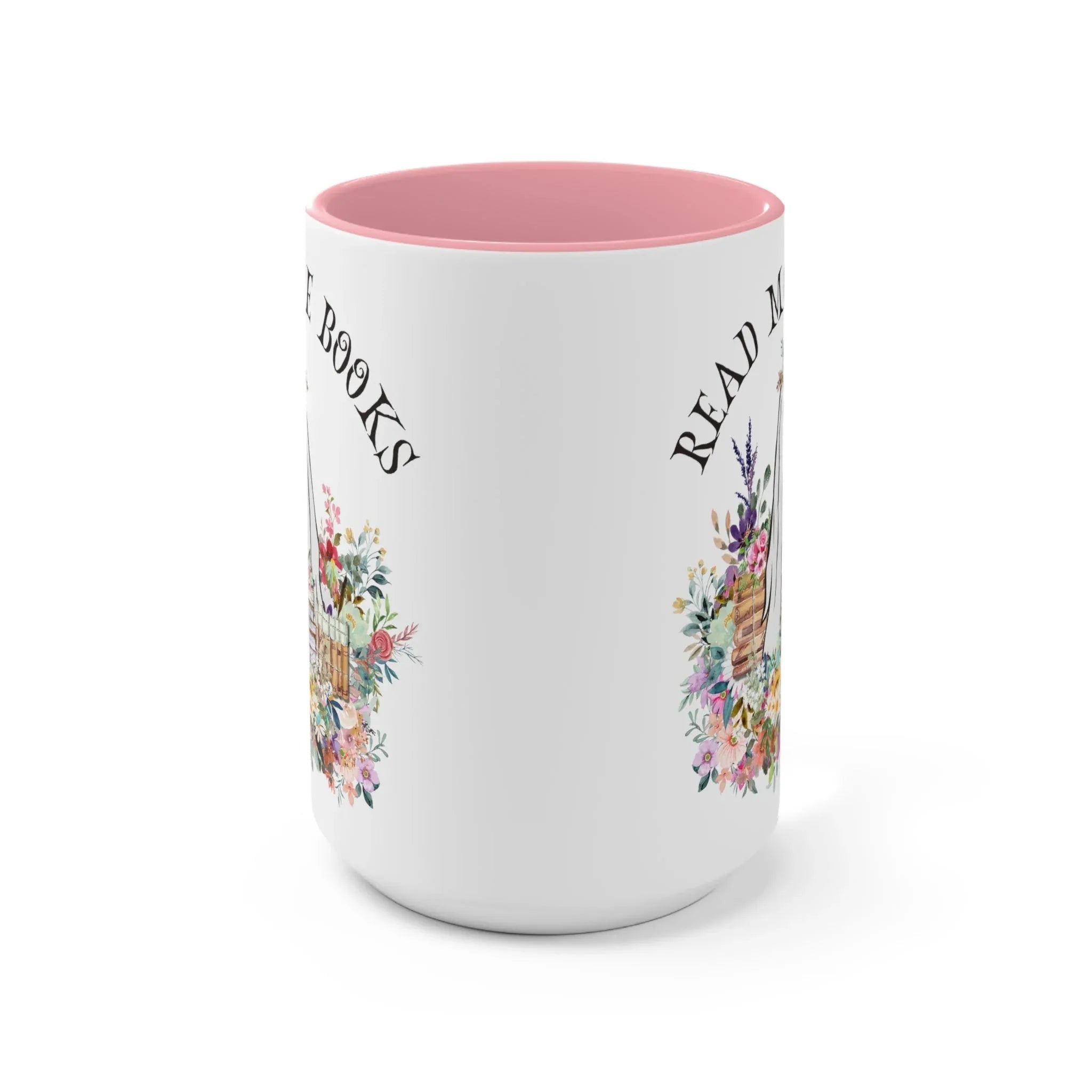 Coffee Mug for Librarian: Read More Books | 15 Oz Coffee Mug with Floral Ghost - BIG FRENCHIES