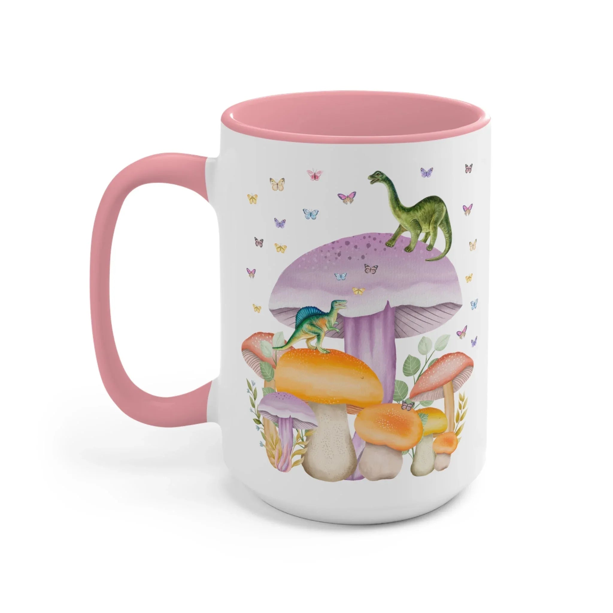 Coffee Mug with Dinosaurs and Mushrooms: 15 Oz Coffee Mug - BIG FRENCHIES
