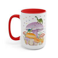 Coffee Mug with Dinosaurs and Mushrooms: 15 Oz Coffee Mug - BIG FRENCHIES