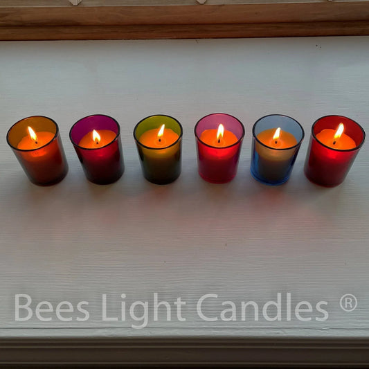 Colored Glass Votive Holders with or without Beeswax Candles - BIG FRENCHIES