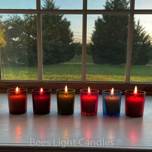 Colored Glass Votive Holders with or without Beeswax Candles - BIG FRENCHIES
