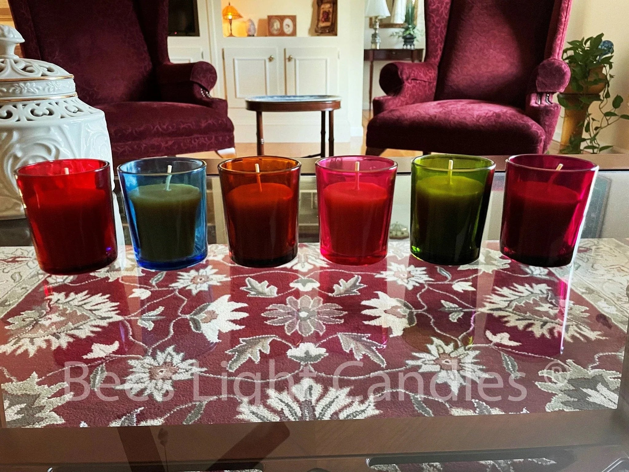 Colored Glass Votive Holders with or without Beeswax Candles - BIG FRENCHIES