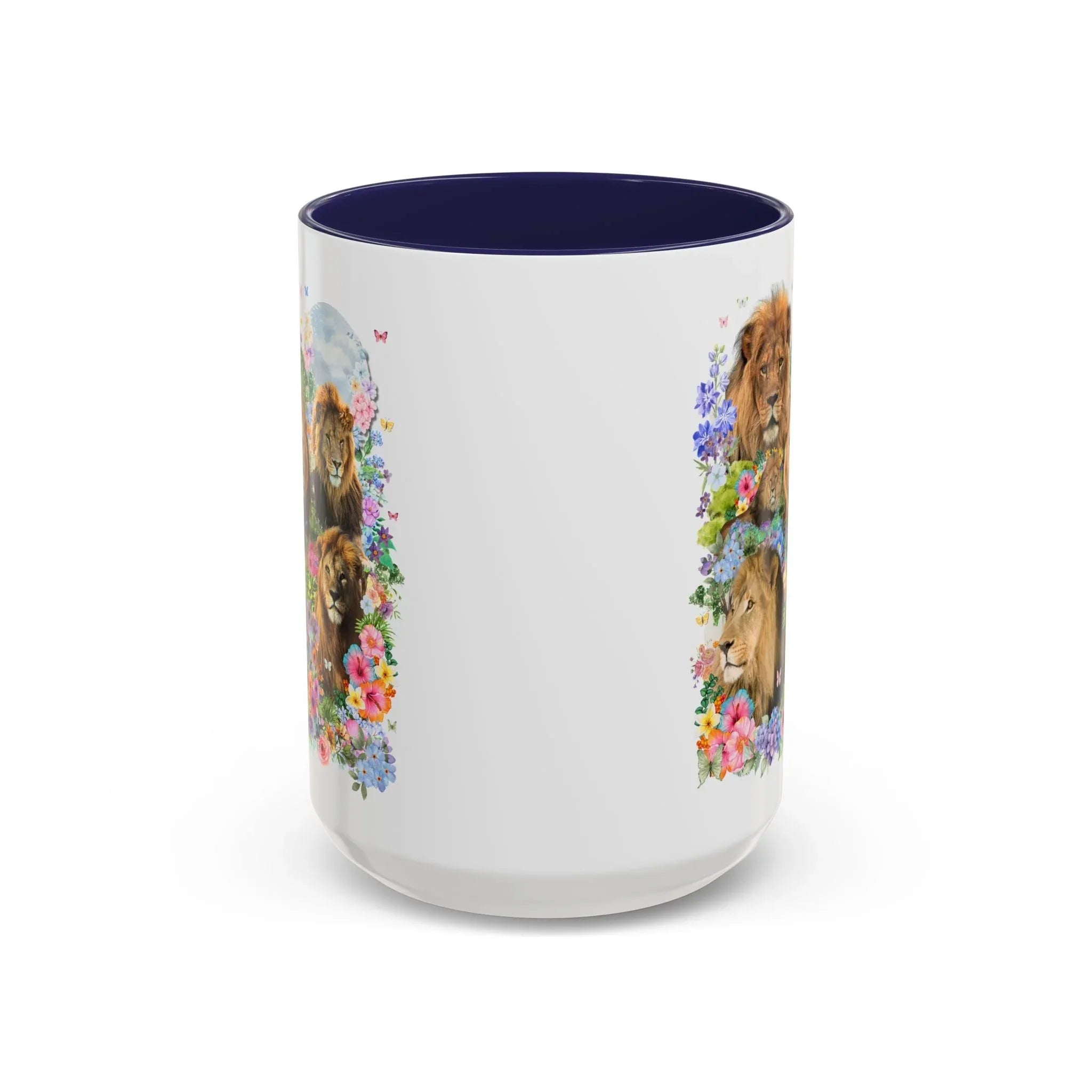 Colorful Big Cat Animal Lover Coffee Mug: Lions in Flowers - BIG FRENCHIES