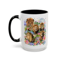 Colorful Big Cat Animal Lover Coffee Mug: Lions in Flowers - BIG FRENCHIES