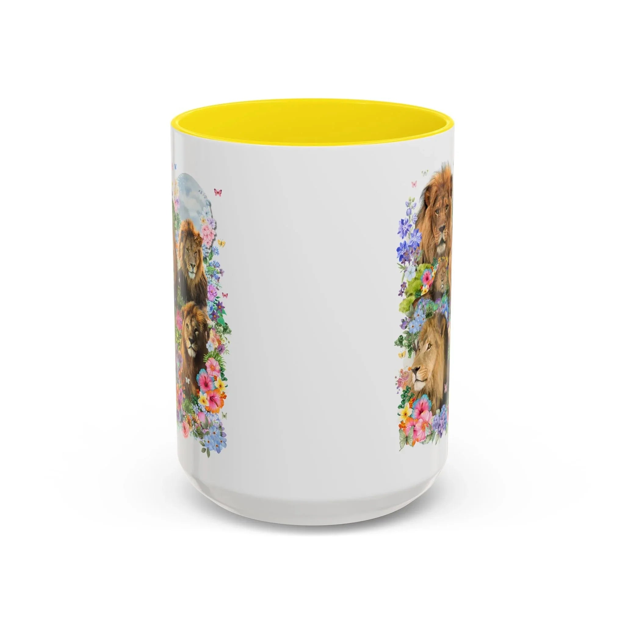 Colorful Big Cat Animal Lover Coffee Mug: Lions in Flowers - BIG FRENCHIES