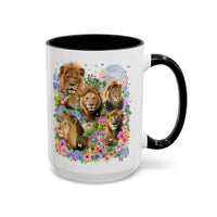 Colorful Big Cat Animal Lover Coffee Mug: Lions in Flowers - BIG FRENCHIES