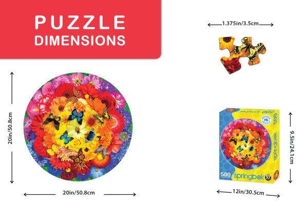 Colorful Bloom 500 Piece Round Jigsaw Puzzle by Springbok Puzzles - BIG FRENCHIES
