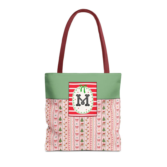 Colorful Christmas Tote Bag with Cute Doodles and Initial or Letter, Sweet Cottagecore Matching Holiday Tote Bag for Sisters or Family: M - BIG FRENCHIES