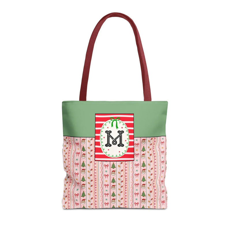 Colorful Christmas Tote Bag with Cute Doodles and Initial or Letter, Sweet Cottagecore Matching Holiday Tote Bag for Sisters or Family: M - BIG FRENCHIES