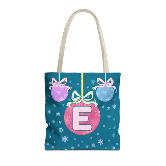 Colorful Christmas Tote Bag with Initial, Cute Matching Holiday Tote Bag for Sorority Sisters or Family, Nostalgic Maximalist Vibes: E - BIG FRENCHIES