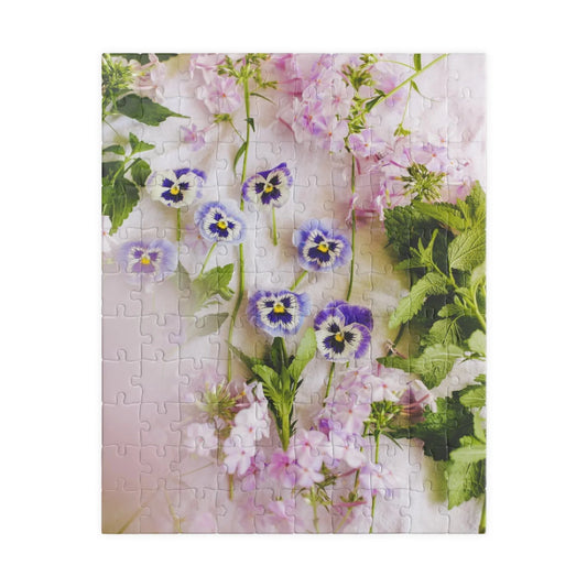 Colorful Cottagecore Puzzle of Pansies and Garden Flowers - BIG FRENCHIES