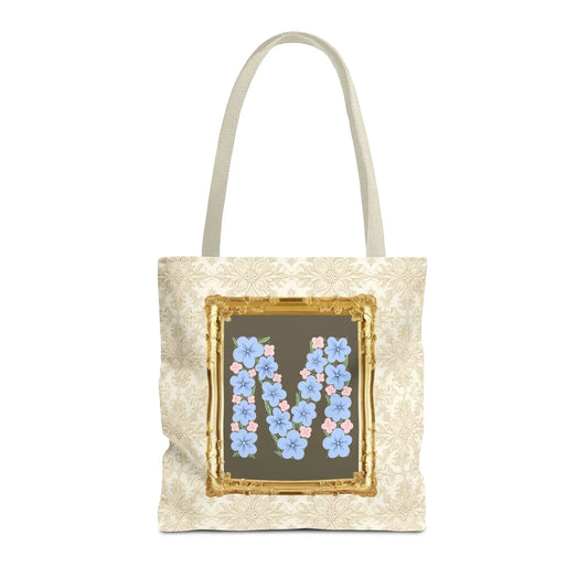 Colorful Floral Tote Bag with Framed Flower Letter, Boho Wildflower Vintage Aesthetic Tote Bag for Daughter or Co-Worker's Birthday: M - BIG FRENCHIES
