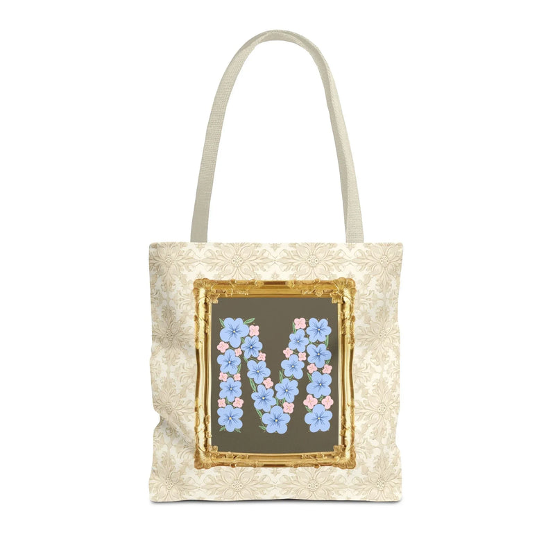 Colorful Floral Tote Bag with Framed Flower Letter, Boho Wildflower Vintage Aesthetic Tote Bag for Daughter or Co-Worker's Birthday: M - BIG FRENCHIES
