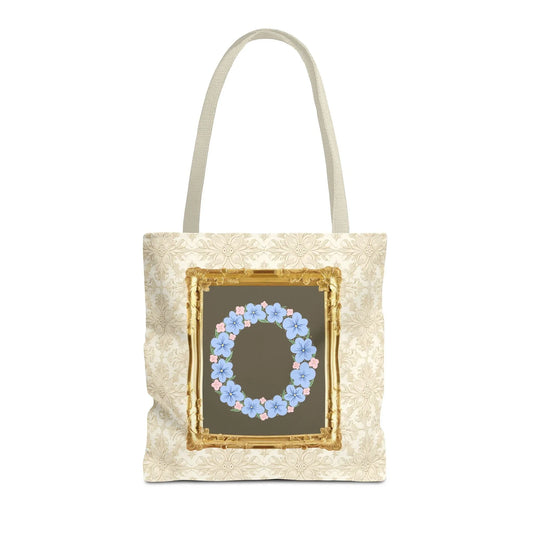 Colorful Floral Tote Bag with Framed Flower Letter, Boho Wildflower Vintage Aesthetic Tote Bag for Daughter or Co-Worker's Birthday: O - BIG FRENCHIES