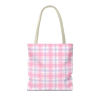 Colorful Plaid Tote Bag with Initial for Best Friend or Sister, Cute Striped Floral Tote Bag with Heart, Tote Bag with Letter: P