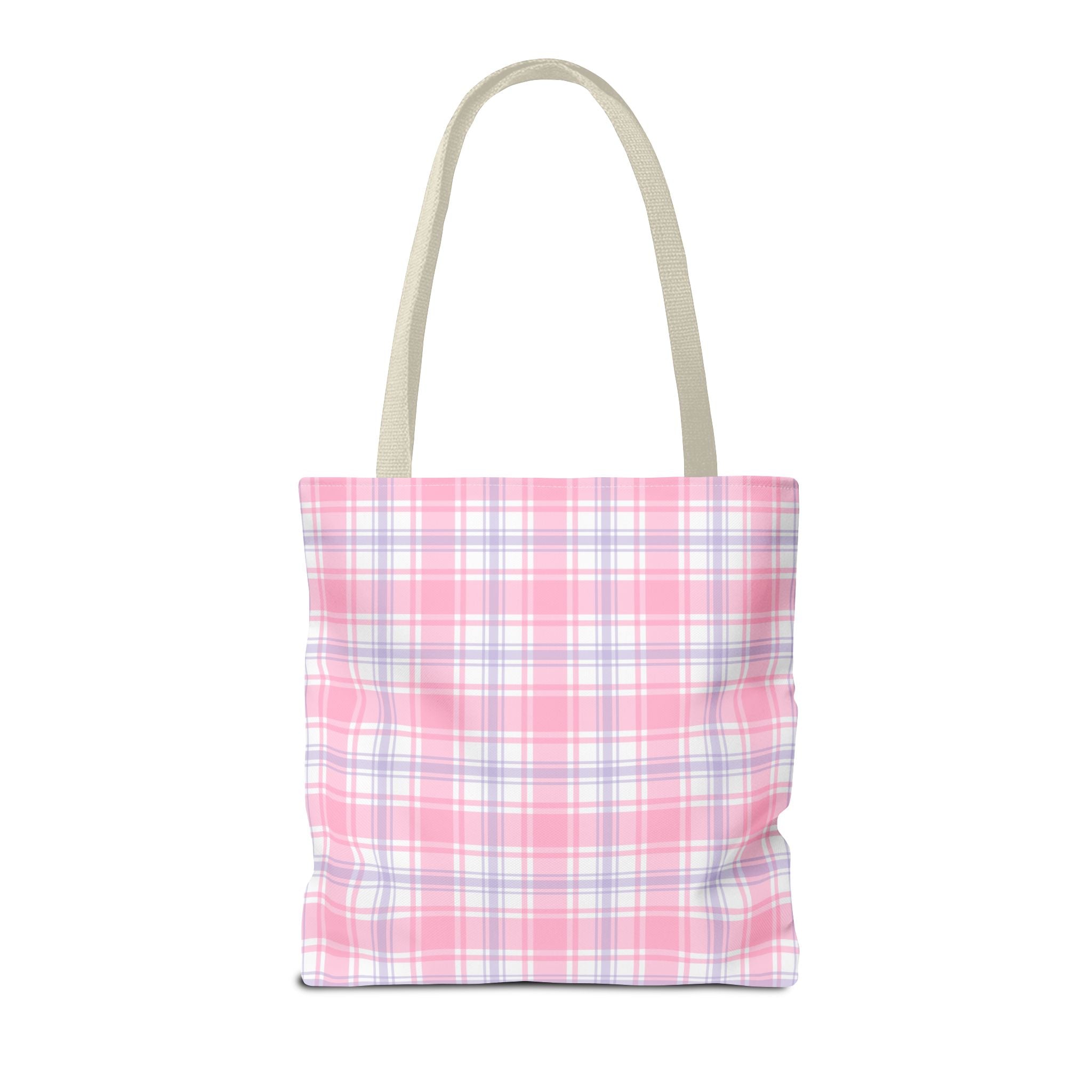Colorful Plaid Tote Bag with Initial for Best Friend or Sister, Cute Striped Floral Tote Bag with Heart, Tote Bag with Letter: P