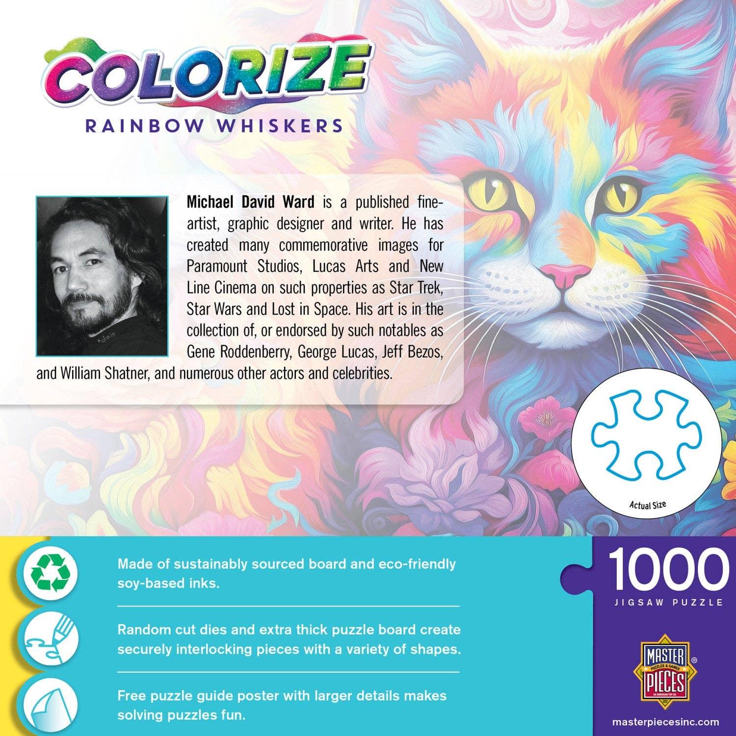 Colorize - Rainbow Whiskers 1000 Piece Puzzle by Masterpieces - BIG FRENCHIES