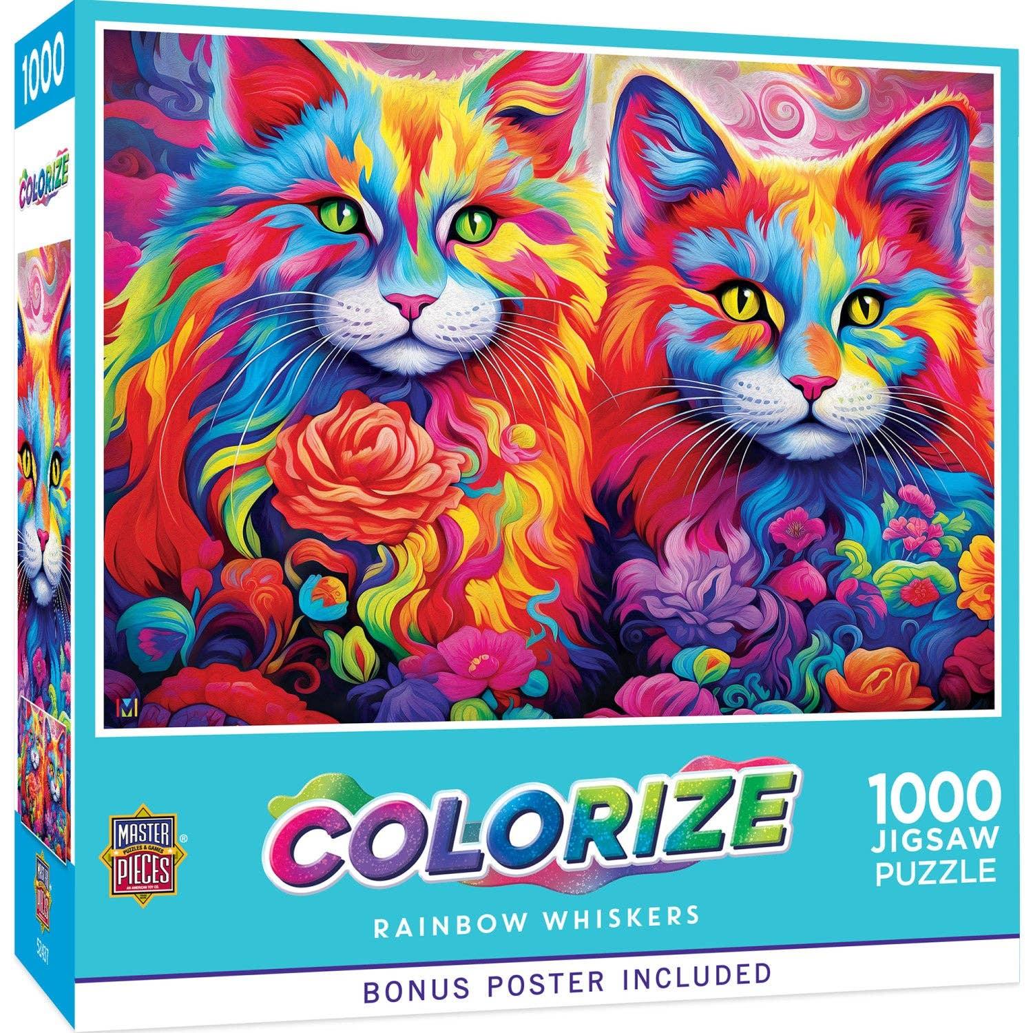 Colorize - Rainbow Whiskers 1000 Piece Puzzle by Masterpieces - BIG FRENCHIES