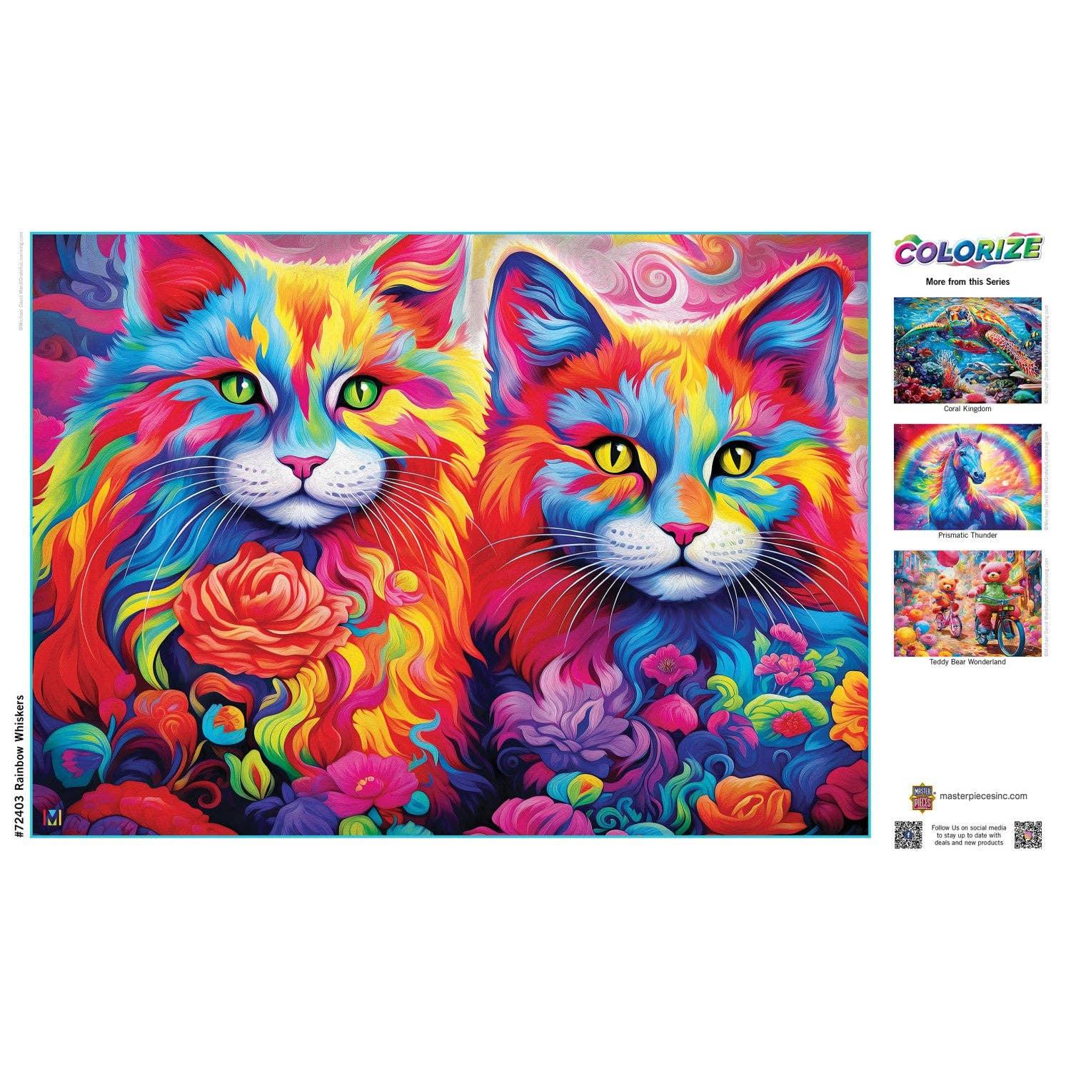 Colorize - Rainbow Whiskers 1000 Piece Puzzle by Masterpieces - BIG FRENCHIES