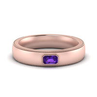 Comfort Fit Mens Milgrain Outline Ring