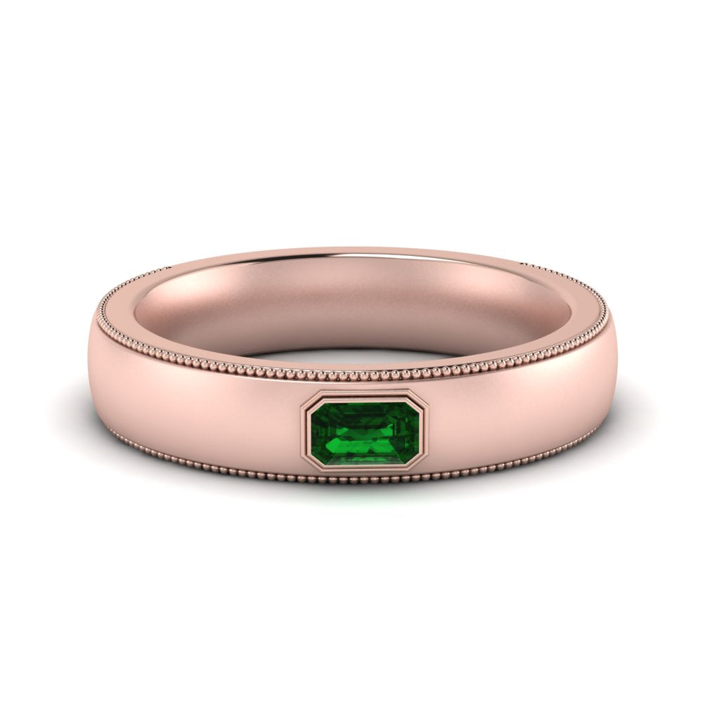Comfort Fit Mens Milgrain Outline Ring