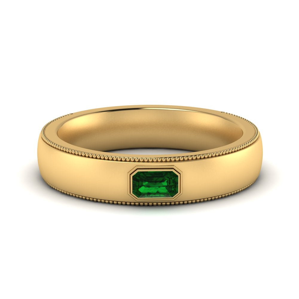 Comfort Fit Mens Milgrain Outline Ring
