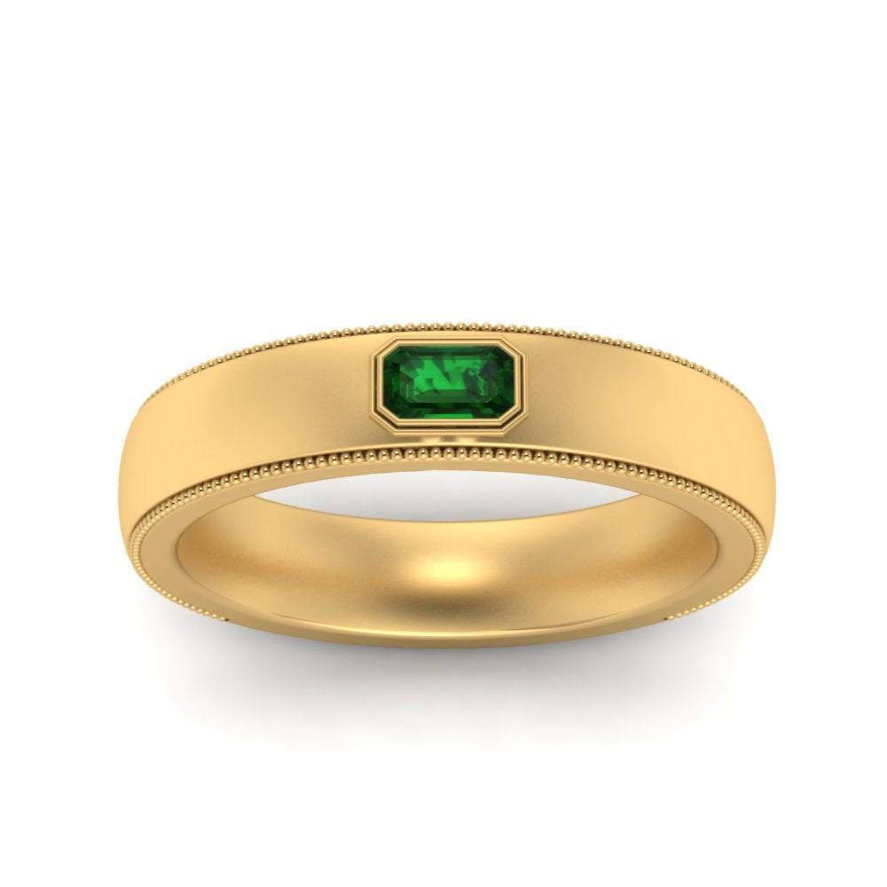 Comfort Fit Mens Milgrain Outline Ring