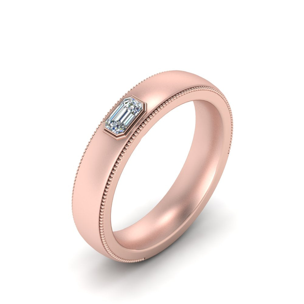 Comfort Fit Mens Milgrain Outline Ring