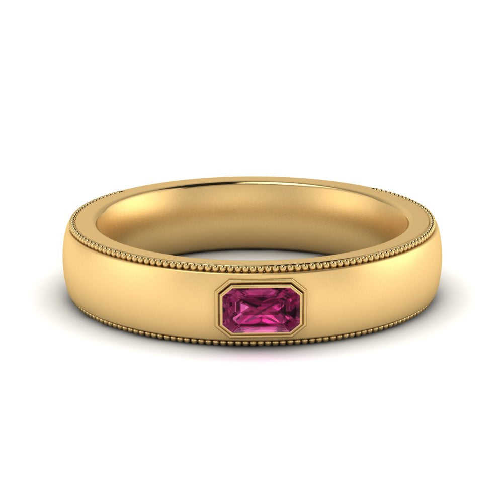 Comfort Fit Mens Milgrain Outline Ring