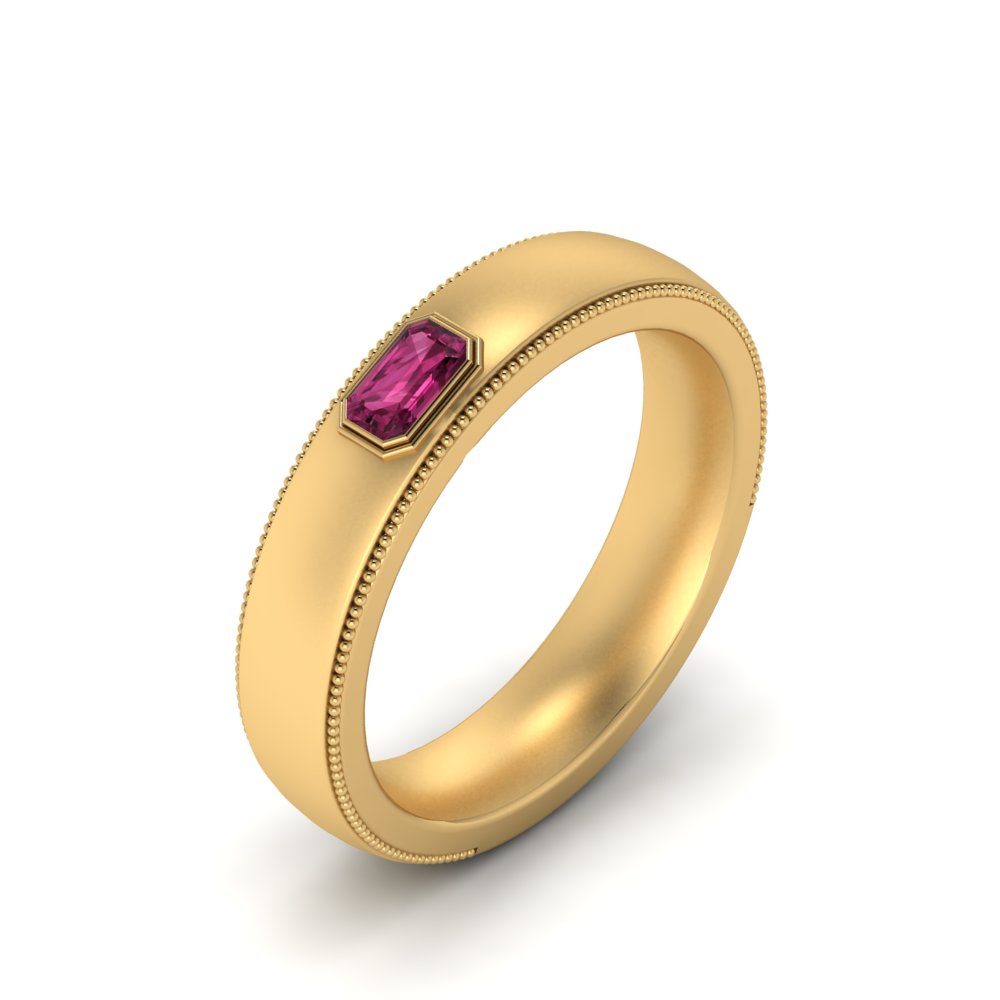Comfort Fit Mens Milgrain Outline Ring