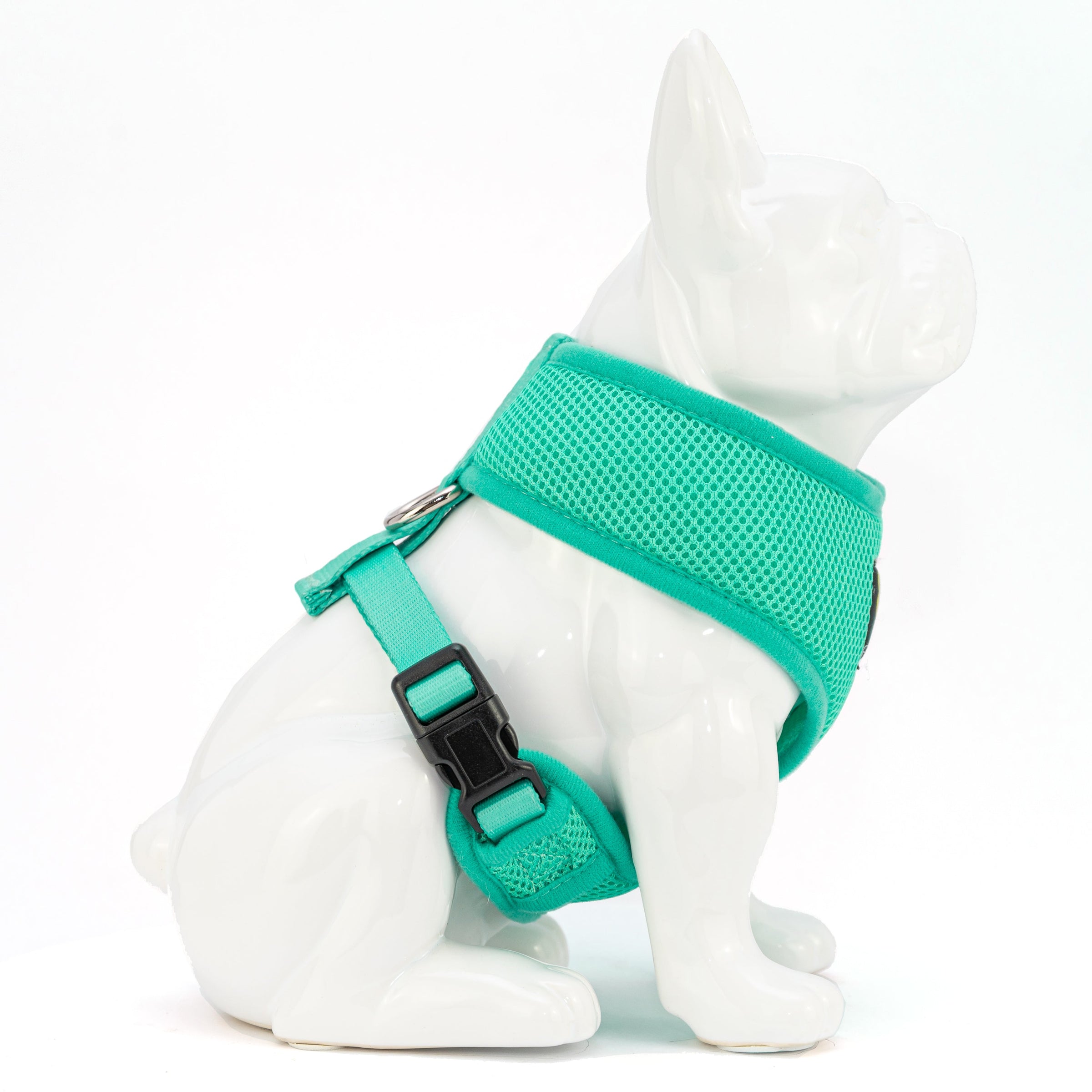 EcoBark Mint Turquoise Dog Harness - Over-the-Head Soft Mesh Vest Halter for Small to Medium Dogs - BIG FRENCHIES