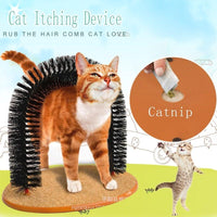 Comfortable Arch Cats Massager Pet Cat Itching Grooming Supplies Round Fleece Base Kitten Toy Scratching Device Brush For Cat Arch Self Grooming and Massaging Brush Toy Pet Scratcher Pads Hair Cleaner
