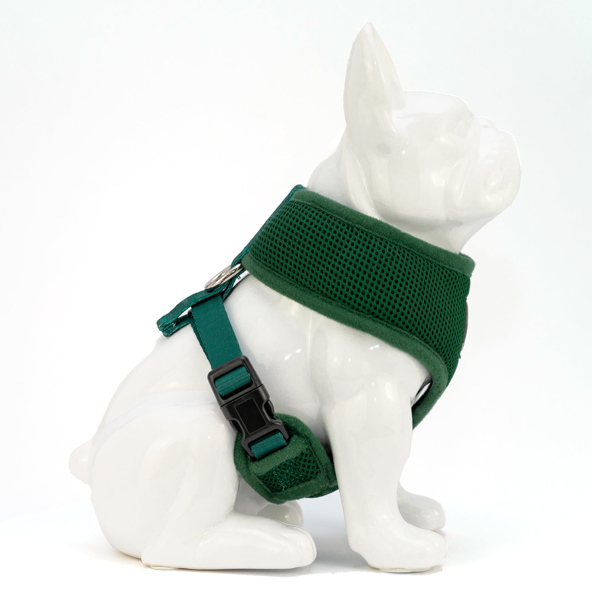 EcoBark Forest Green Dog Harness - Over-the-Head Vest Halter Soft Mesh for Small to Medium Dogs - BIG FRENCHIES